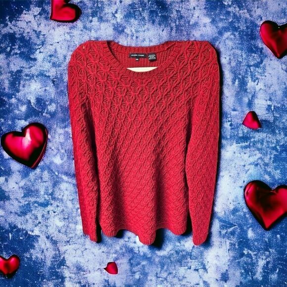 JEAME PIERRE Plus Size Red Cable Knit Sweater - Picture 2 of 11